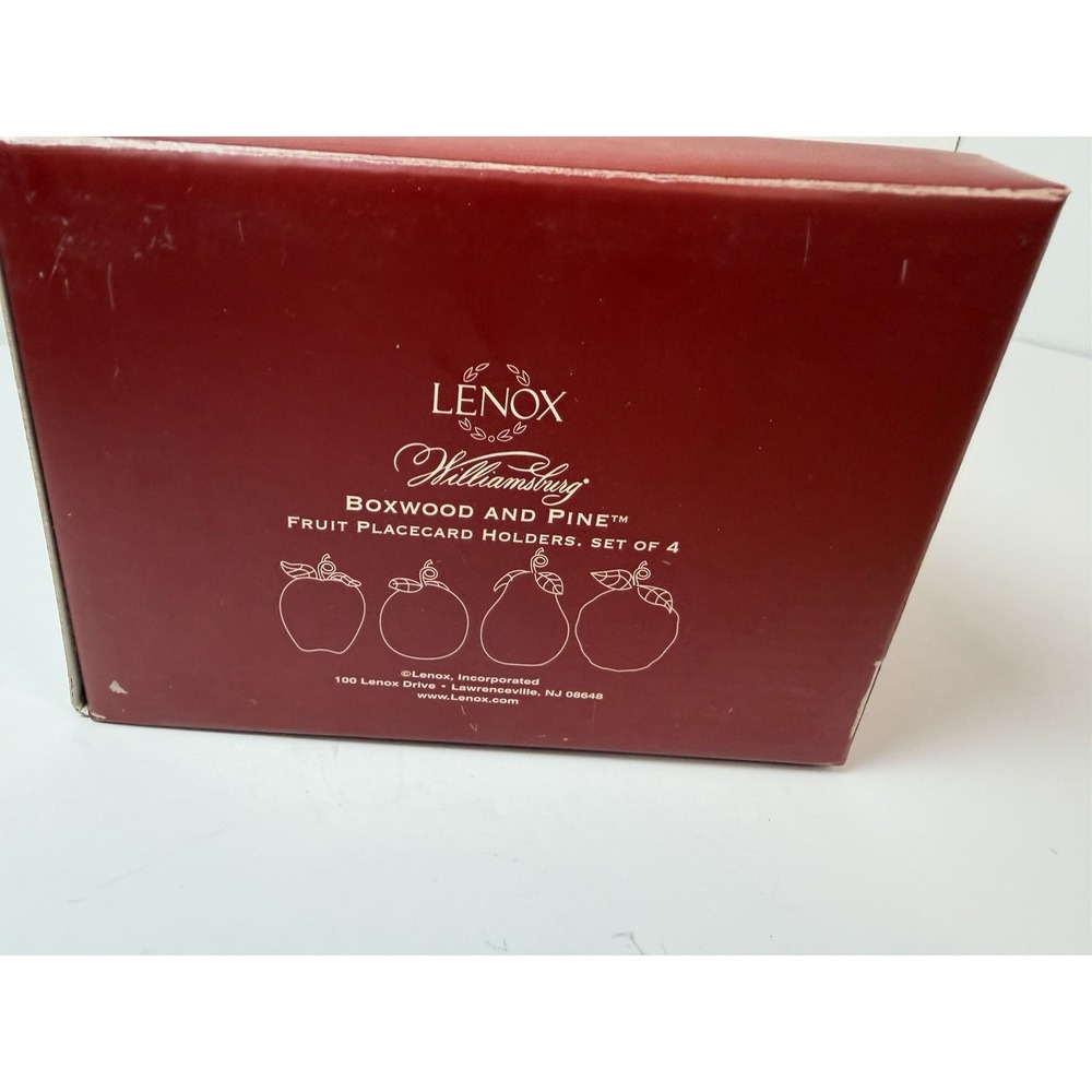 Lenox Williamsburg Boxwood And Pine Fruit Place card Holder Set Of 4 - Picture 11 of 11